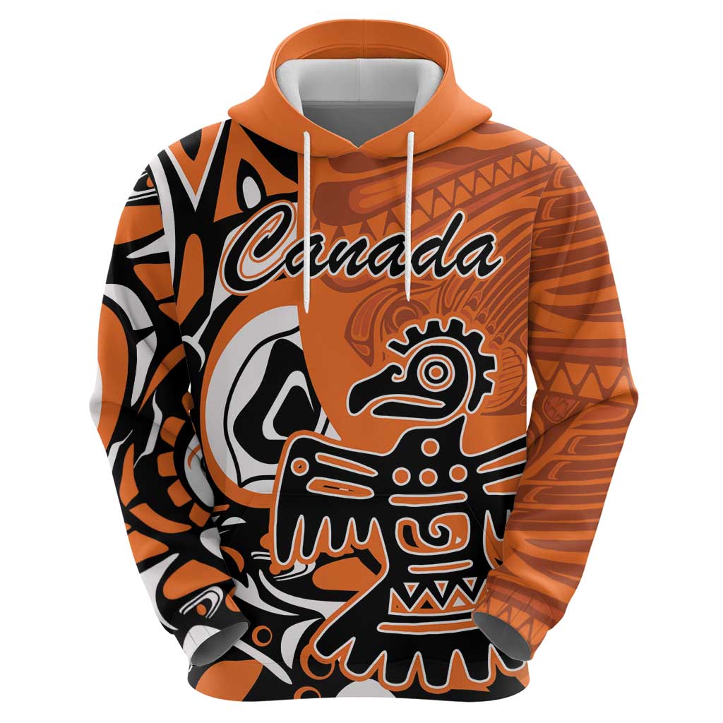 Personalized Canada Haida Eagle Zip Hoodie Orange Style - Wonder Print Shop