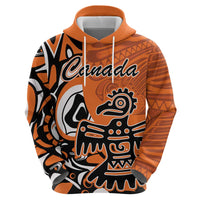 Personalized Canada Haida Eagle Zip Hoodie Orange Style - Wonder Print Shop