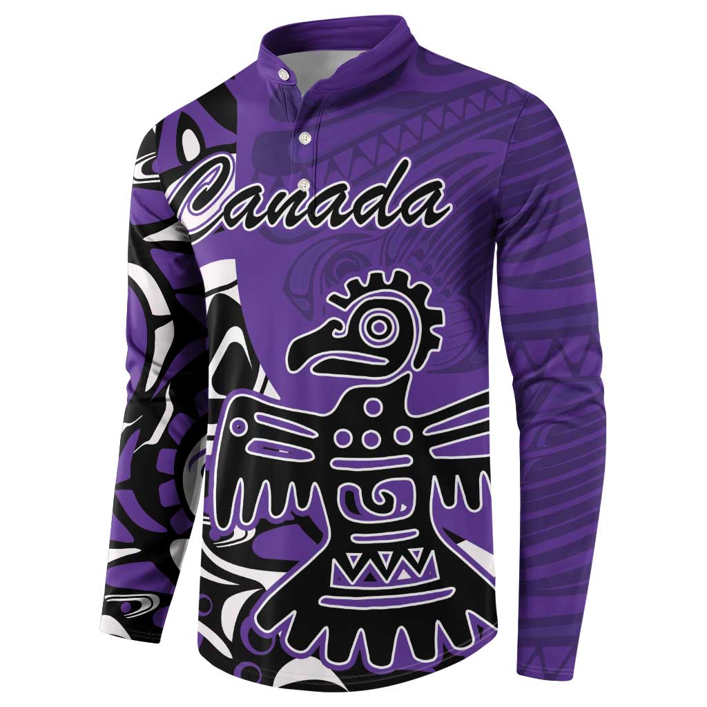 Personalized Canada Haida Eagle Button Sweatshirt Purple Style - Wonder Print Shop