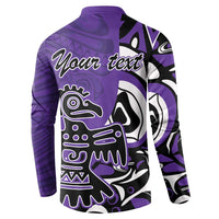 Personalized Canada Haida Eagle Button Sweatshirt Purple Style - Wonder Print Shop