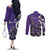 Personalized Canada Haida Eagle Couples Matching Off The Shoulder Long Sleeve Dress and Long Sleeve Button Shirt Purple Style
