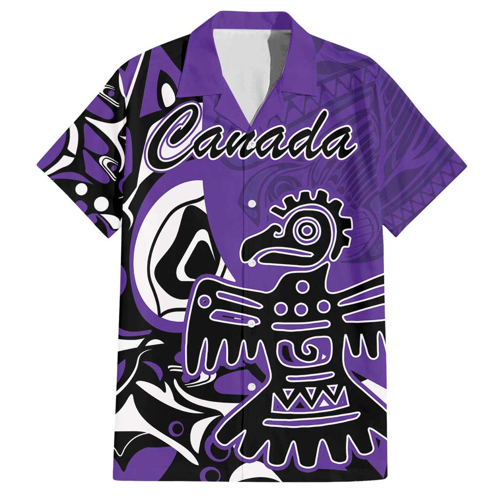 Personalized Canada Haida Eagle Family Matching Off Shoulder Maxi Dress and Hawaiian Shirt Purple Style - Wonder Print Shop