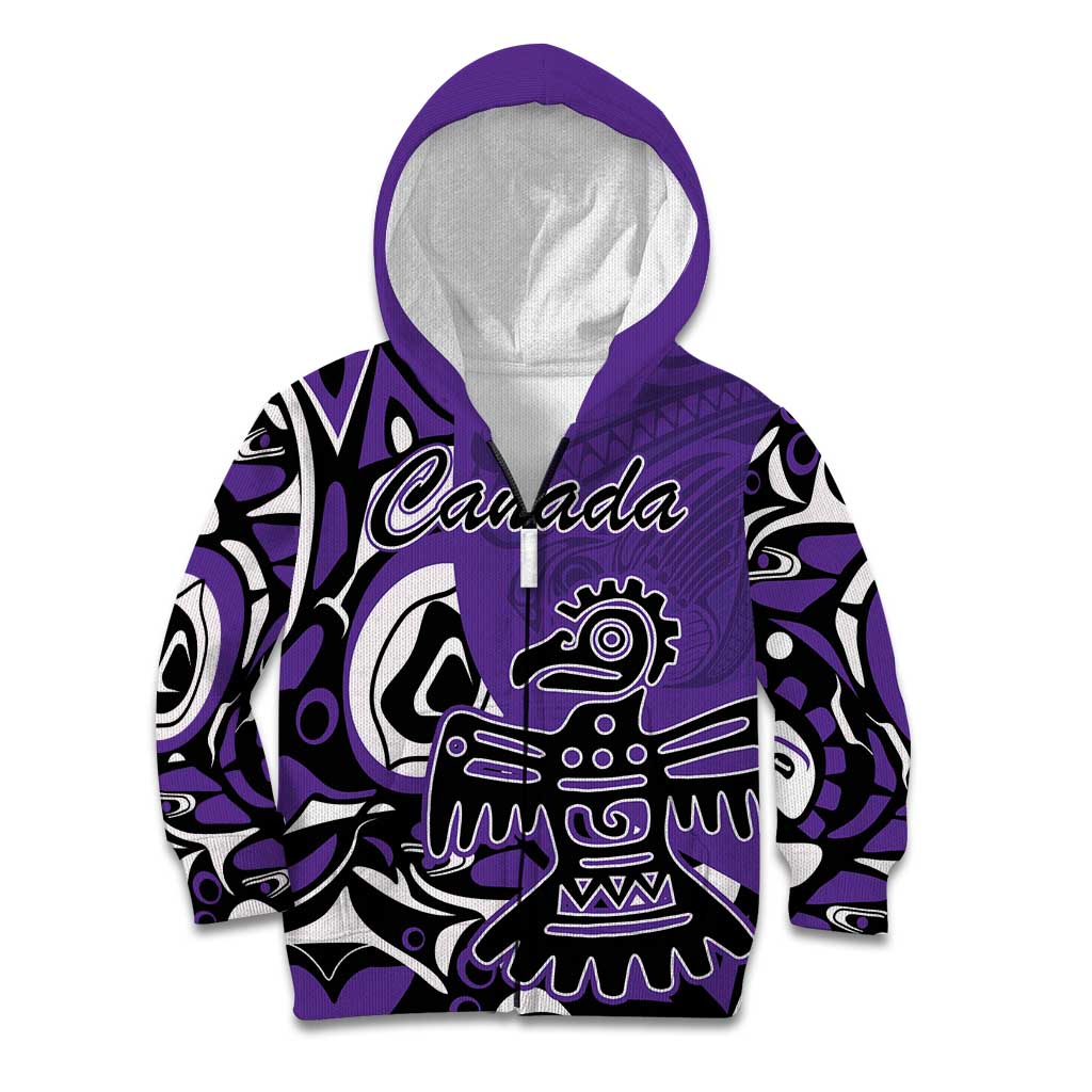 Personalized Canada Haida Eagle Kid Hoodie Purple Style - Wonder Print Shop