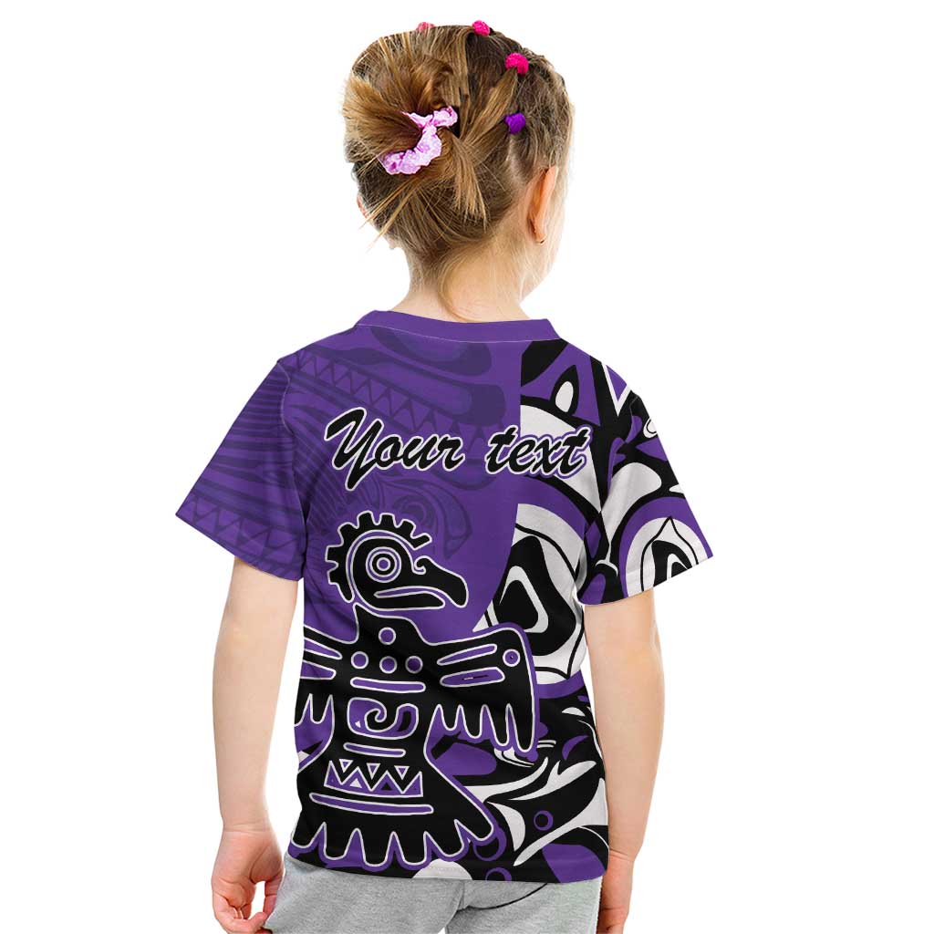 Personalized Canada Haida Eagle Kid T Shirt Purple Style - Wonder Print Shop