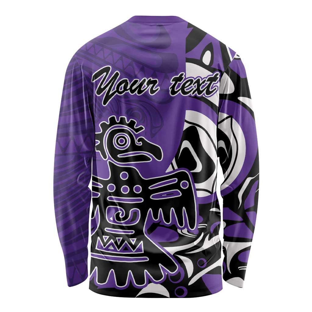 Personalized Canada Haida Eagle Long Sleeve Shirt Purple Style - Wonder Print Shop