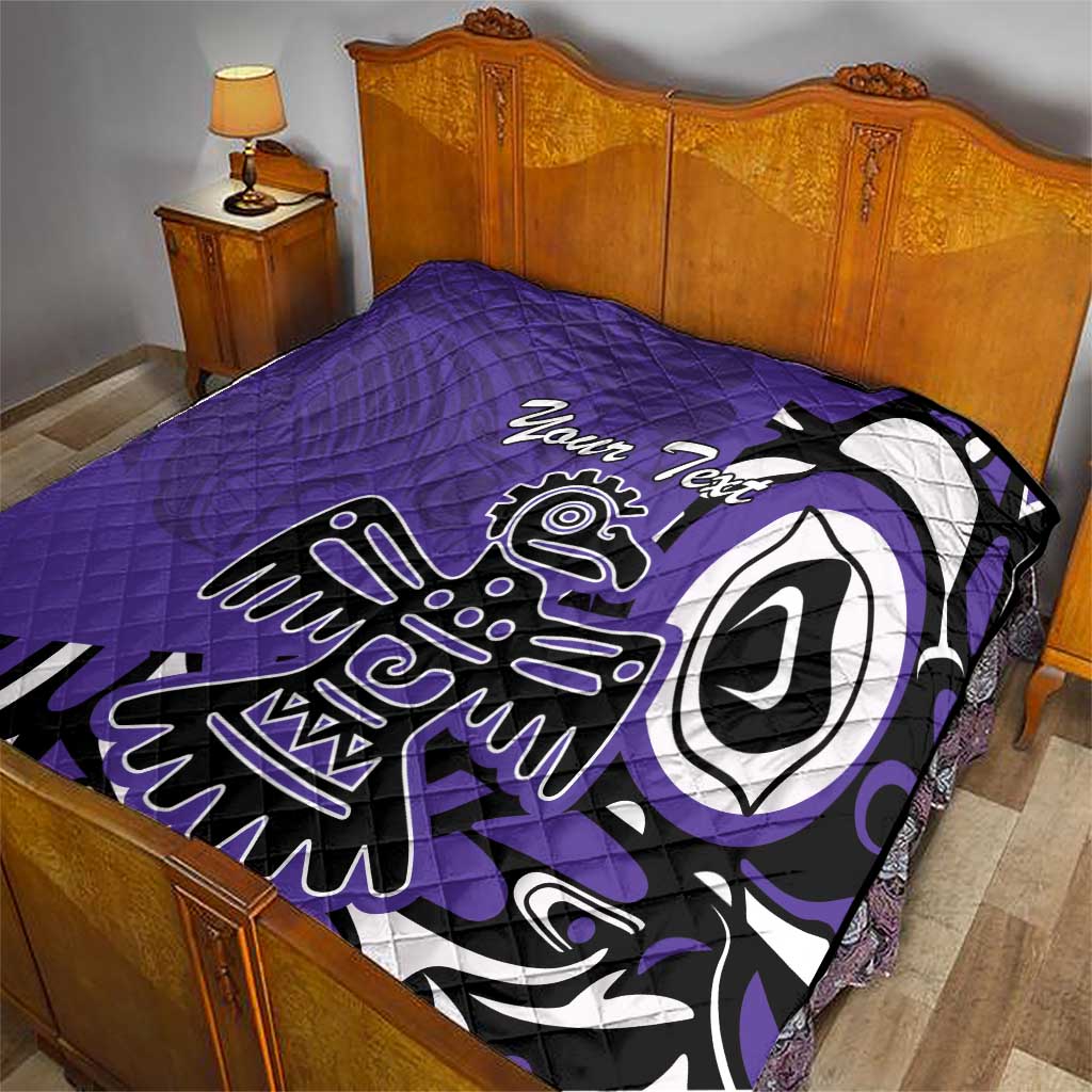 Personalized Canada Haida Eagle Quilt Purple Style - Wonder Print Shop