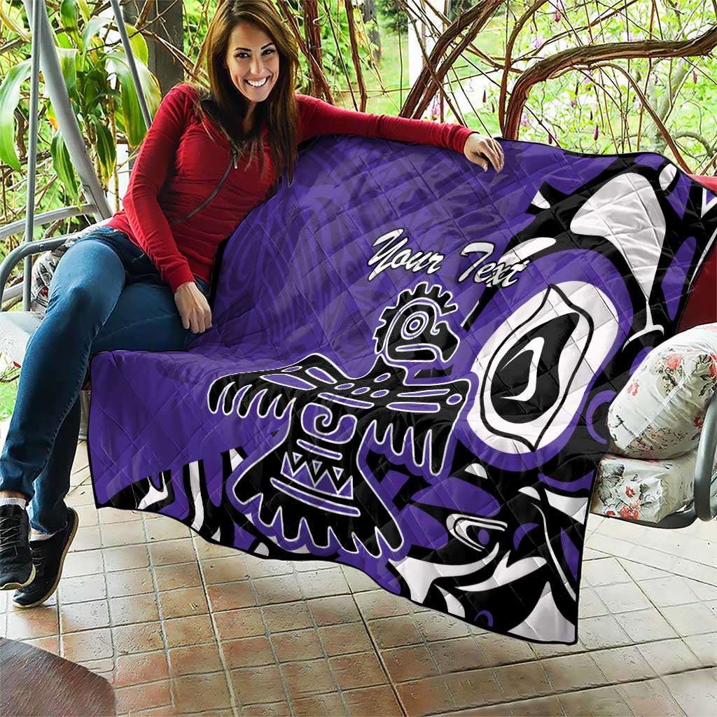 Personalized Canada Haida Eagle Quilt Purple Style - Wonder Print Shop