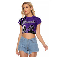 Personalized Canada Haida Eagle Raglan Cropped T Shirt Purple Style - Wonder Print Shop