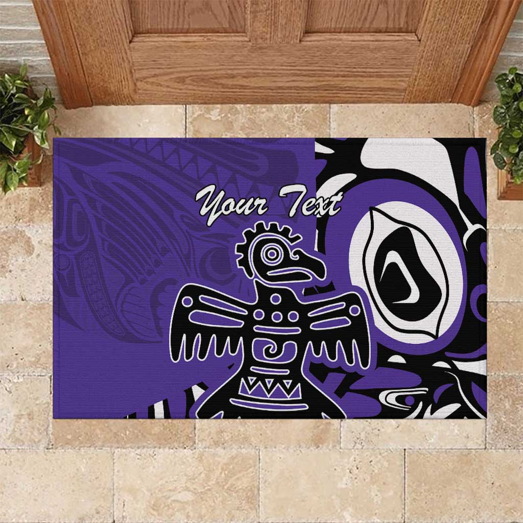 Personalized Canada Haida Eagle Rubber Doormat Purple Style - Wonder Print Shop