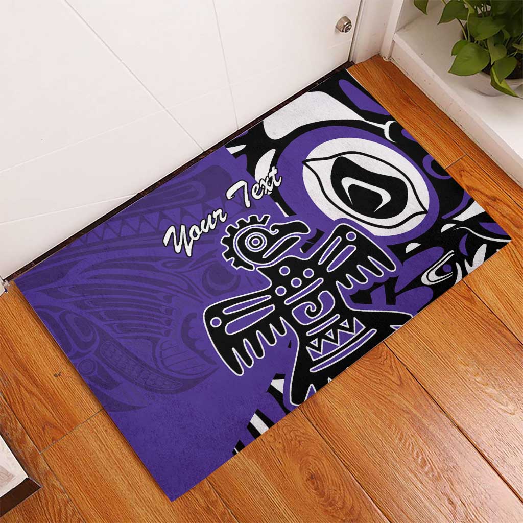Personalized Canada Haida Eagle Rubber Doormat Purple Style - Wonder Print Shop
