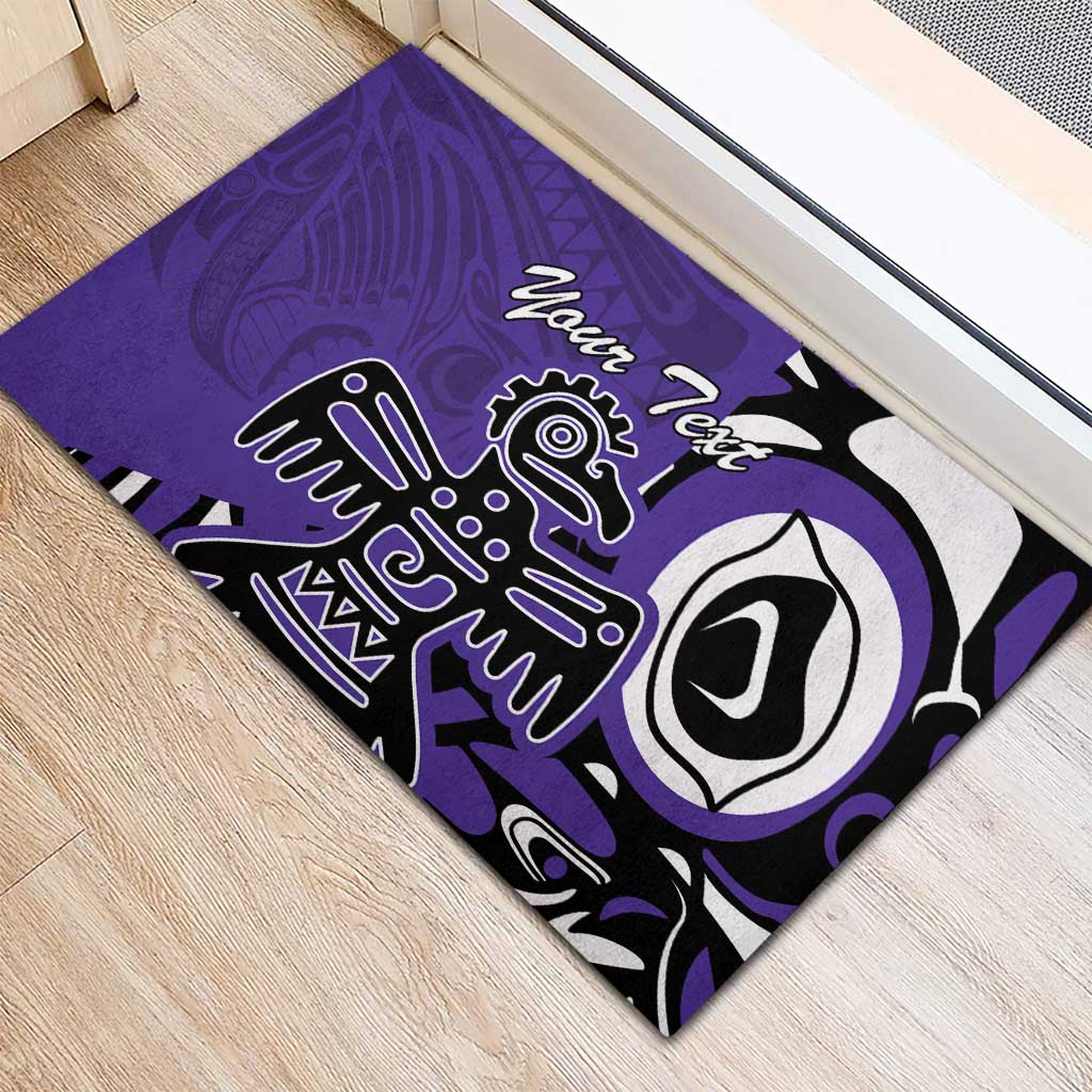 Personalized Canada Haida Eagle Rubber Doormat Purple Style - Wonder Print Shop