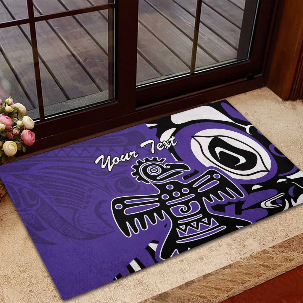 Personalized Canada Haida Eagle Rubber Doormat Purple Style - Wonder Print Shop
