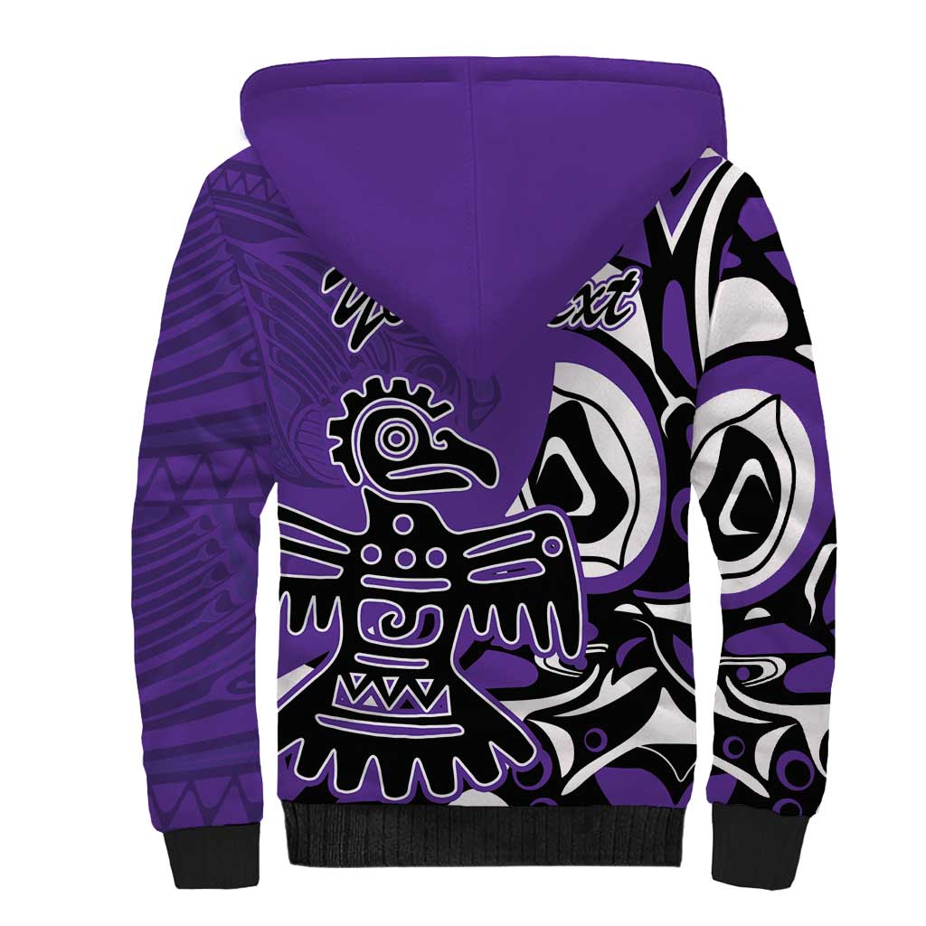 Personalized Canada Haida Eagle Sherpa Hoodie Purple Style - Wonder Print Shop
