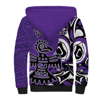Personalized Canada Haida Eagle Sherpa Hoodie Purple Style - Wonder Print Shop