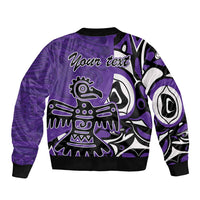 Personalized Canada Haida Eagle Sleeve Zip Bomber Jacket Purple Style - Wonder Print Shop