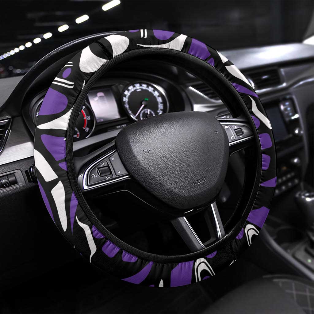 Canada Haida Eagle Steering Wheel Cover Purple Style - Wonder Print Shop