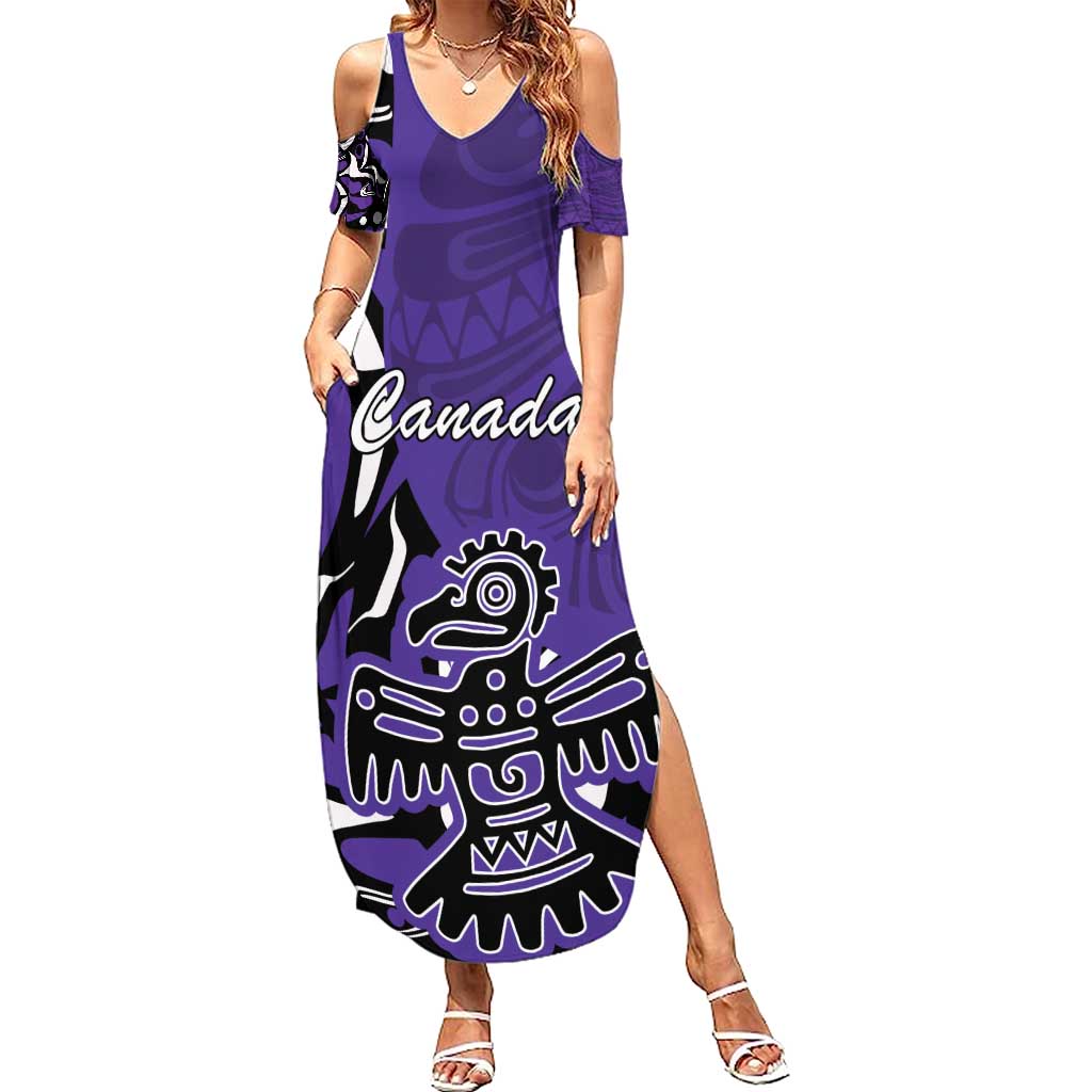 Personalized Canada Haida Eagle Summer Maxi Dress Purple Style - Wonder Print Shop