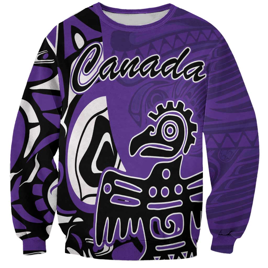 Personalized Canada Haida Eagle Sweatshirt Purple Style - Wonder Print Shop