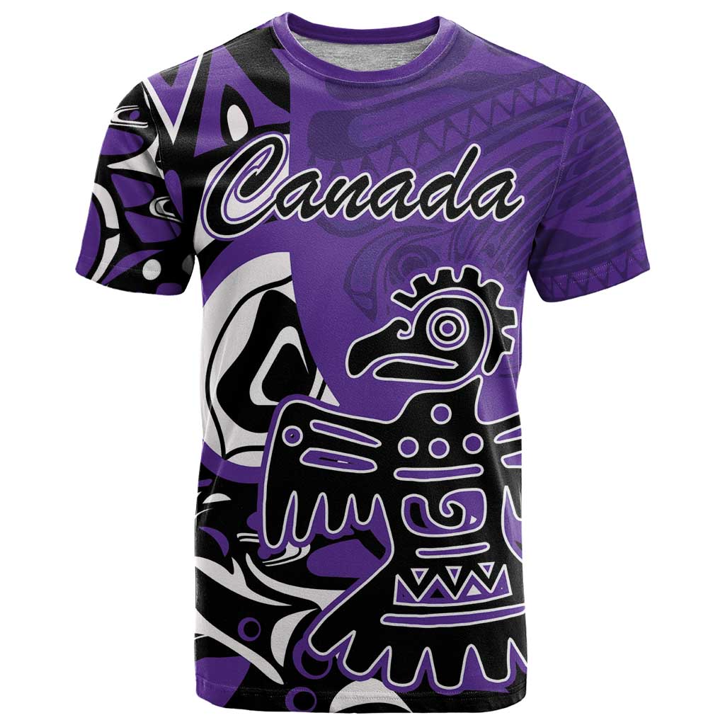 Personalized Canada Haida Eagle T Shirt Purple Style - Wonder Print Shop