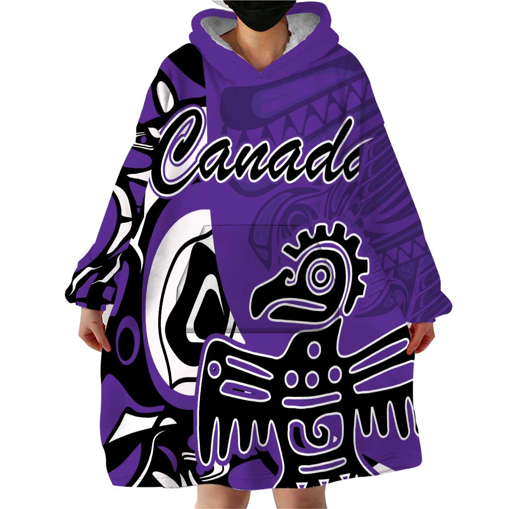 Personalized Canada Haida Eagle Wearable Blanket Hoodie Purple Style - Wonder Print Shop