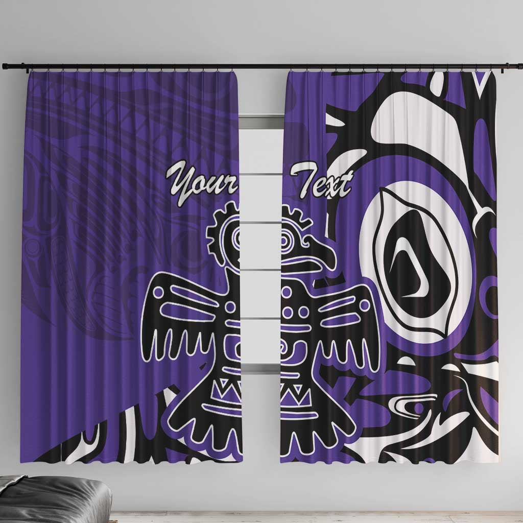 Personalized Canada Haida Eagle Window Curtain Purple Style - Wonder Print Shop