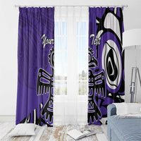 Personalized Canada Haida Eagle Window Curtain Purple Style - Wonder Print Shop