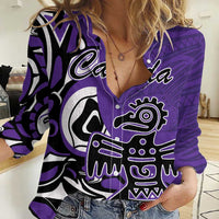 Personalized Canada Haida Eagle Women Casual Shirt Purple Style - Wonder Print Shop