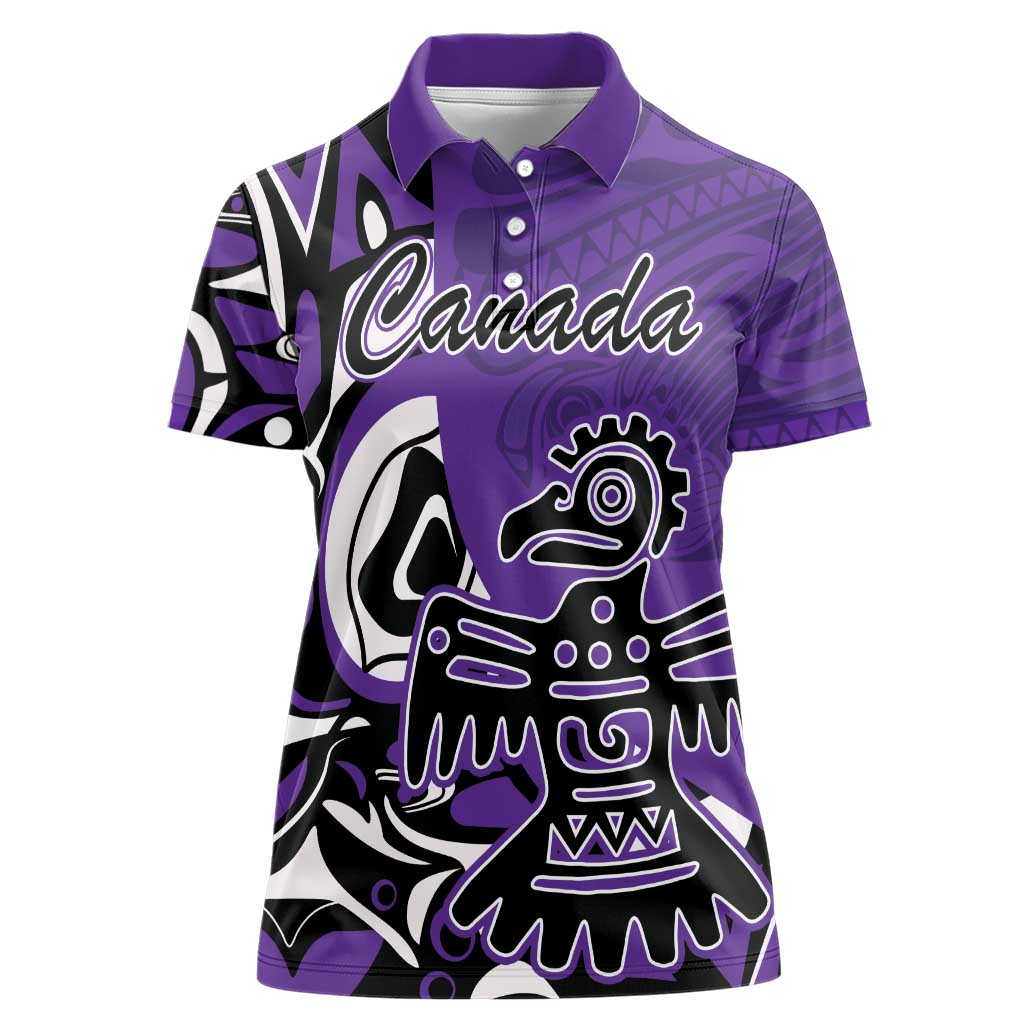 Personalized Canada Haida Eagle Women Polo Shirt Purple Style - Wonder Print Shop
