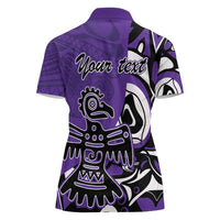 Personalized Canada Haida Eagle Women Polo Shirt Purple Style - Wonder Print Shop