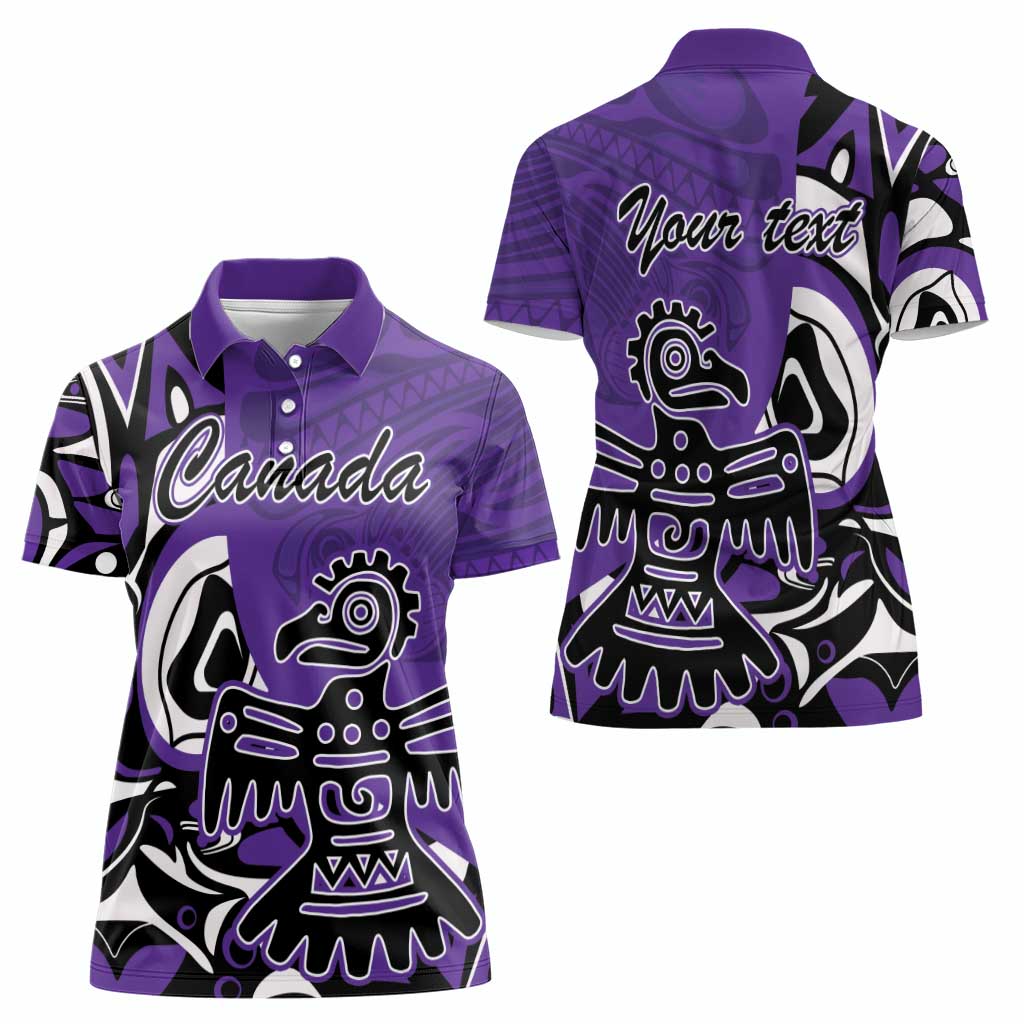 Personalized Canada Haida Eagle Women Polo Shirt Purple Style - Wonder Print Shop
