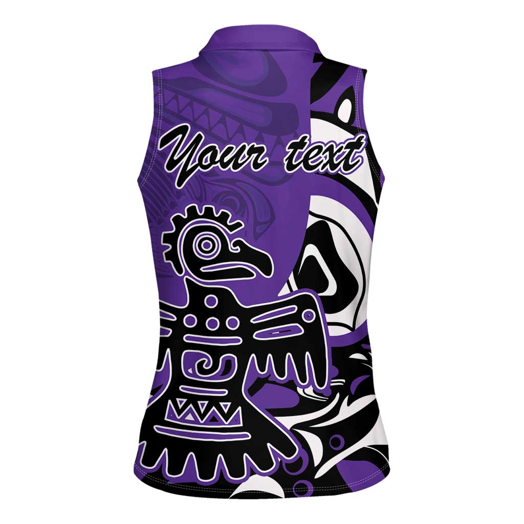 Personalized Canada Haida Eagle Women Sleeveless Polo Shirt Purple Style - Wonder Print Shop