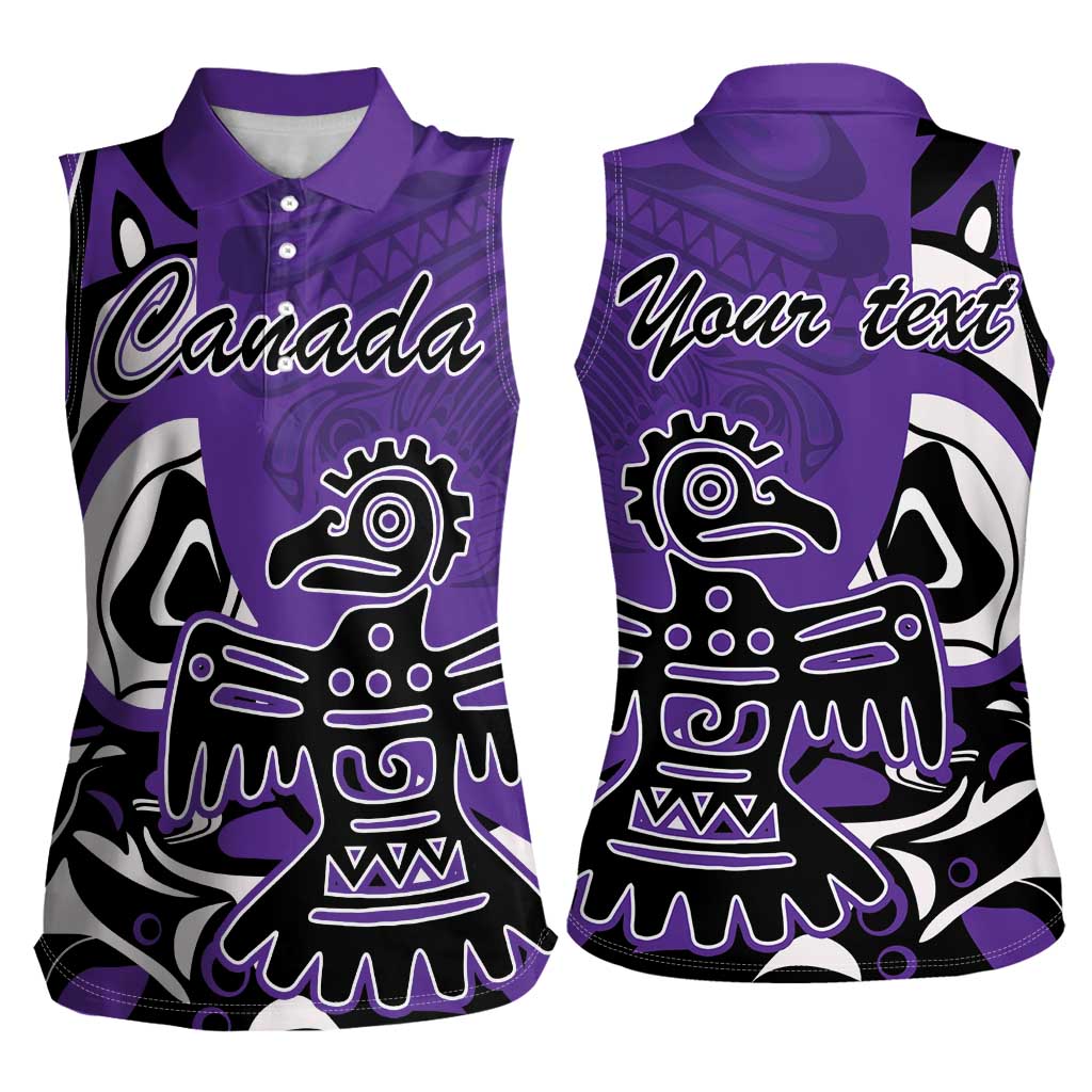 Personalized Canada Haida Eagle Women Sleeveless Polo Shirt Purple Style - Wonder Print Shop