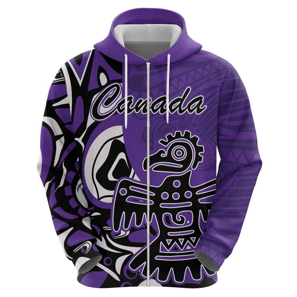 Personalized Canada Haida Eagle Zip Hoodie Purple Style - Wonder Print Shop