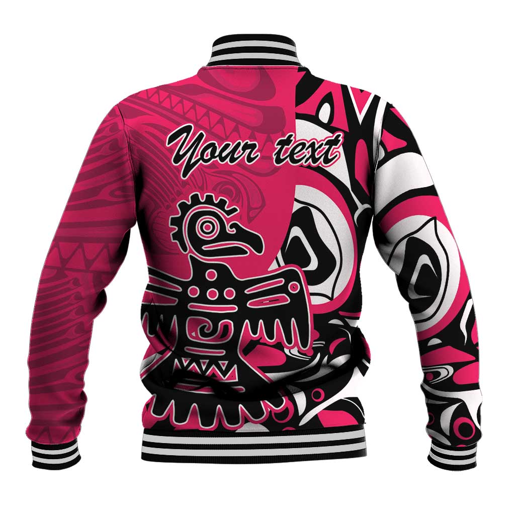 Personalized Canada Haida Eagle Baseball Jacket Pink Style - Wonder Print Shop