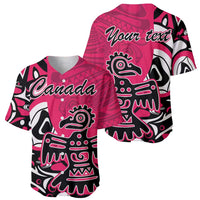 Personalized Canada Haida Eagle Baseball Jersey Pink Style - Wonder Print Shop