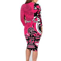 Personalized Canada Haida Eagle Family Matching Long Sleeve Bodycon Dress and Hawaiian Shirt Pink Style - Wonder Print Shop