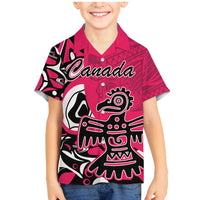 Personalized Canada Haida Eagle Family Matching Mermaid Dress and Hawaiian Shirt Pink Style - Wonder Print Shop