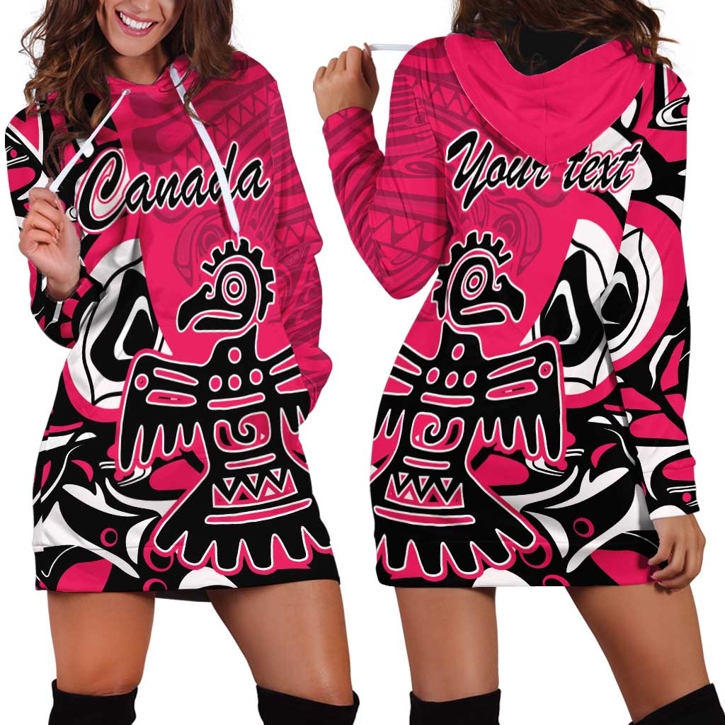 Personalized Canada Haida Eagle Hoodie Dress Pink Style - Wonder Print Shop