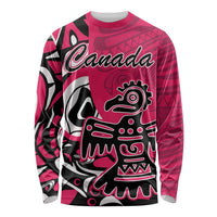 Personalized Canada Haida Eagle Long Sleeve Shirt Pink Style - Wonder Print Shop