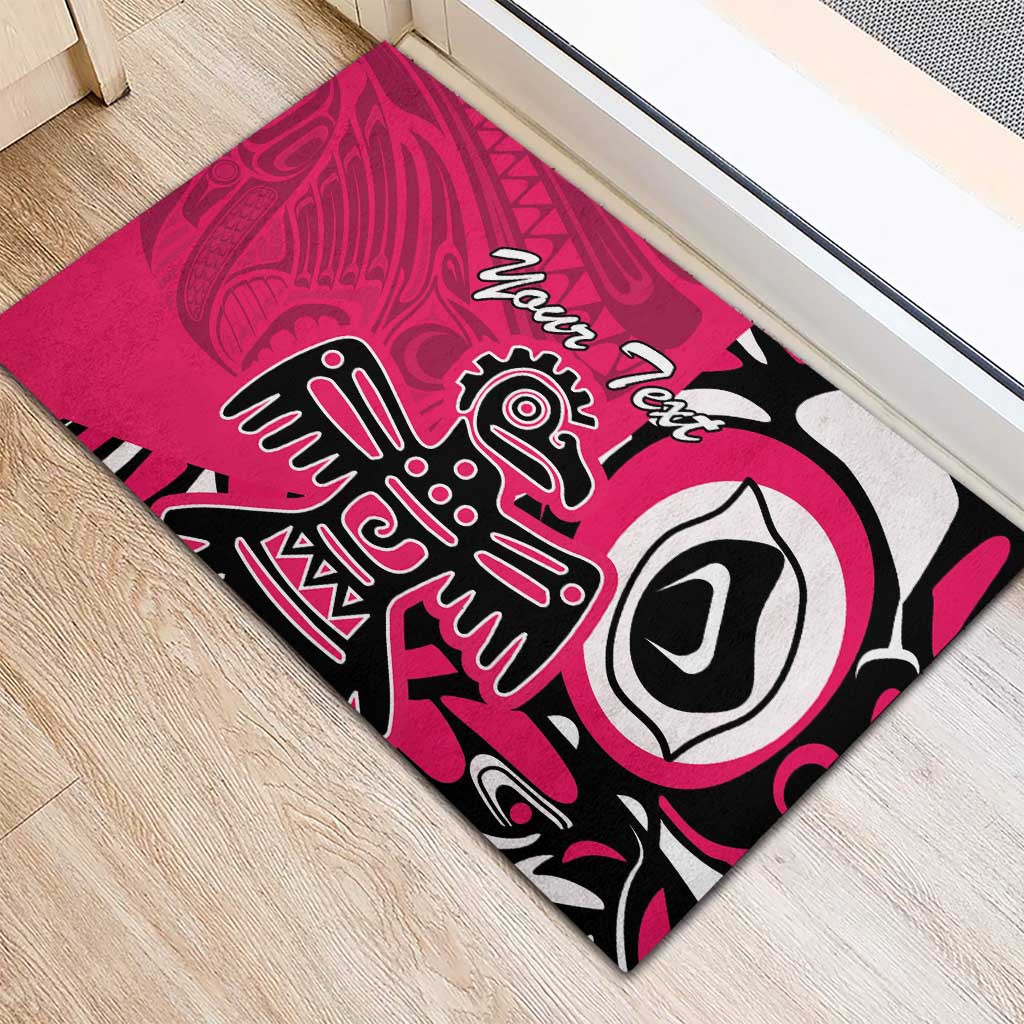 Personalized Canada Haida Eagle Rubber Doormat Pink Style - Wonder Print Shop
