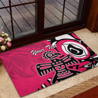 Personalized Canada Haida Eagle Rubber Doormat Pink Style - Wonder Print Shop