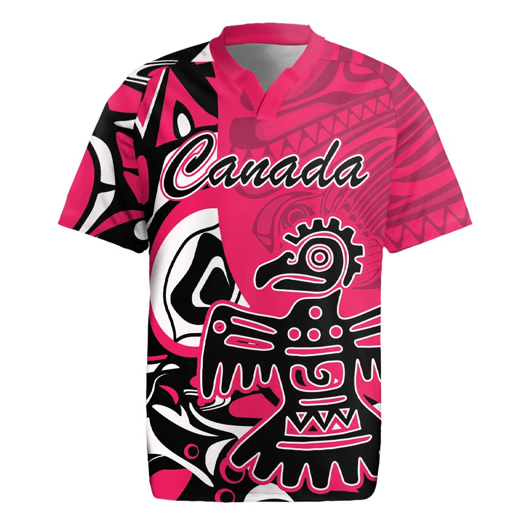 Personalized Canada Haida Eagle Rugby Jersey Pink Style - Wonder Print Shop