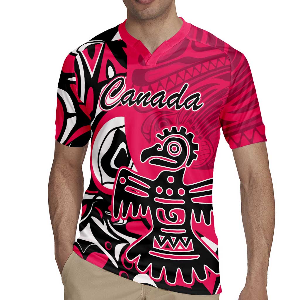 Personalized Canada Haida Eagle Rugby Jersey Pink Style - Wonder Print Shop