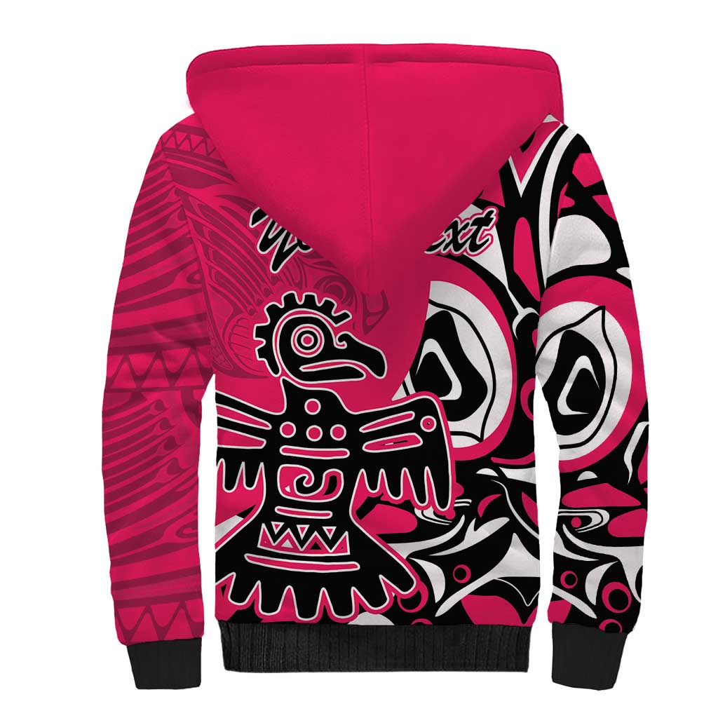 Personalized Canada Haida Eagle Sherpa Hoodie Pink Style - Wonder Print Shop