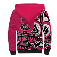 Personalized Canada Haida Eagle Sherpa Hoodie Pink Style - Wonder Print Shop