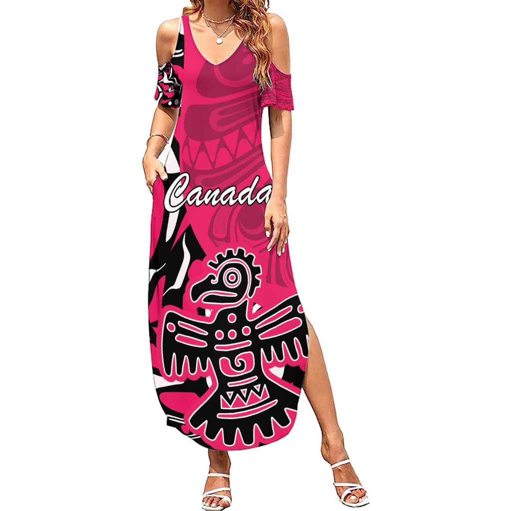 Personalized Canada Haida Eagle Summer Maxi Dress Pink Style - Wonder Print Shop
