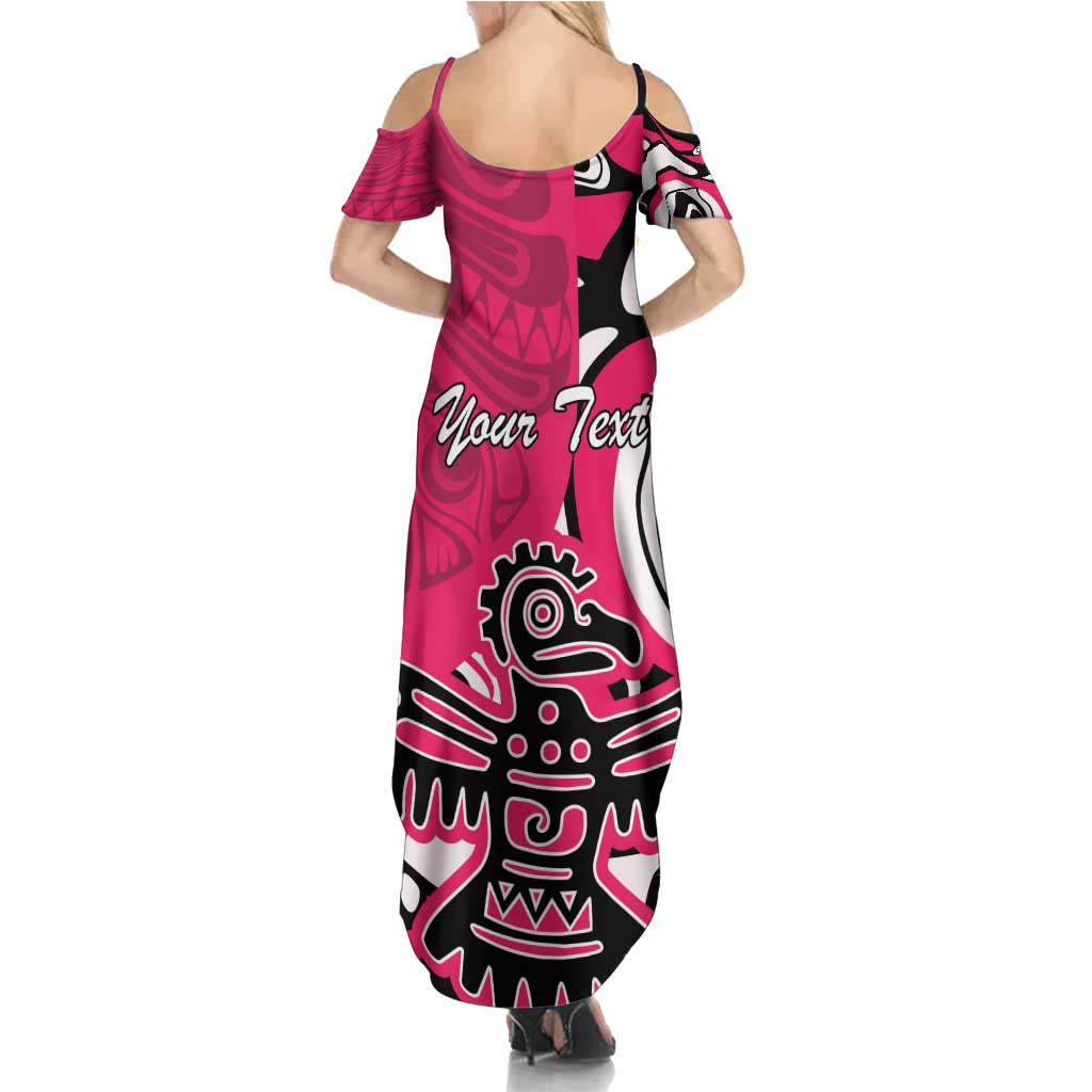 Personalized Canada Haida Eagle Summer Maxi Dress Pink Style - Wonder Print Shop