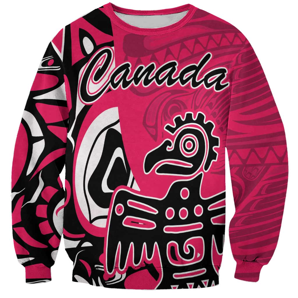 Personalized Canada Haida Eagle Sweatshirt Pink Style - Wonder Print Shop