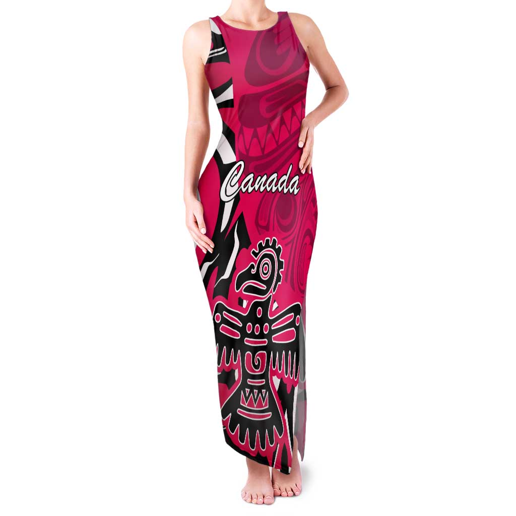 Personalized Canada Haida Eagle Tank Maxi Dress Pink Style - Wonder Print Shop