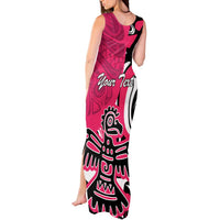 Personalized Canada Haida Eagle Tank Maxi Dress Pink Style - Wonder Print Shop